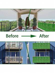 118" X 20" Artificial Ivy Privacy Fence Screen: UV-Resistant Faux Green Plant Backdrop Ivy Vine Leaf Trellis Panel, Suitable For Patio, Balcony, Garden, Backyard Indoor/Outdoor Decor, Light Green - Green - View 7