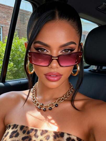 1副小方框复古时尚眼镜，全框Y2K百搭女士时尚眼镜，适合旅行、度假、日常佩戴和海滩配饰