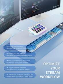 Bộ điều khiển đa phương tiện AmpliGame với 15 phím tắt, phù hợp với OBS Live Studio, hỗ trợ phím macro và các thao tác kích hoạt, bộ điều khiển đa phương tiện RGB cho PC để tạo nội dung/văn phòng - FIFINE D6 Trắng - trắng - Xem 6