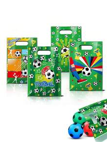 50/100个装足球礼品袋，足球零食糖果袋，塑料足球派对礼品袋，足球纪念品零食袋，适用于运动队活动、生日主题派对、团队用品、运动主题生日派对礼物 - 彩色 - 查看 1