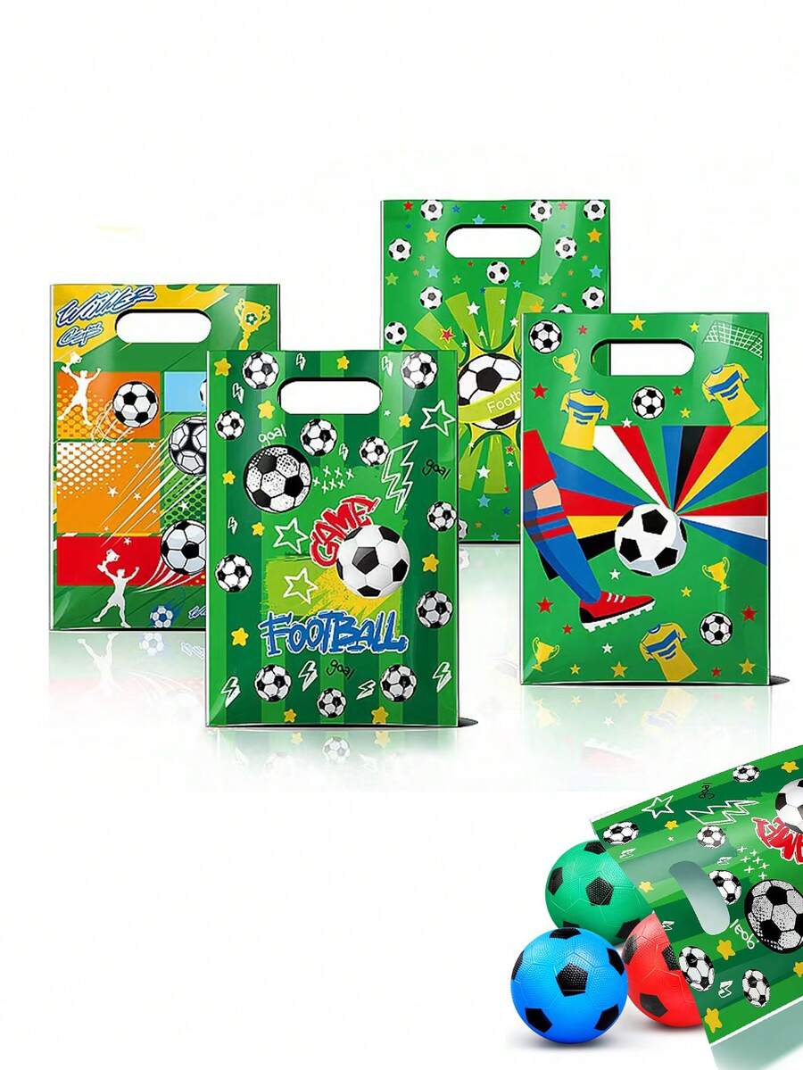 50/100个装足球礼品袋，足球零食糖果袋，塑料足球派对礼品袋，足球纪念品零食袋，适用于运动队活动、生日主题派对、团队用品、运动主题生日派对礼物 - 彩色 - 查看 1