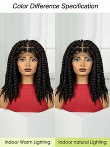 A ANYTIME Peluca trenzada sintética de alta temperatura con fibra, elegantes trenzas, peluca trenzada de moda para Halloween, unisex para adultos - Negro - Ver 9