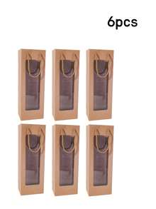 Bộ 6 túi quà tặng rượu vang, túi tote rượu vang đỏ trong suốt có cửa sổ, túi quà tặng rượu vang có tay cầm, thích hợp cho Ngày Valentine, túi đựng hoa, túi đựng rượu vang đỏ, Ngày của Mẹ, Lễ Tạ ơn, túi tay cầm dài cho đám cưới, tiệc tùng, màu nâu/trắng. - Nhiều màu - Xem 9