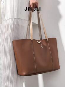 Brown Leather Tote Purse Women Stylish Handbag Cross Body Bag Travel Essential Casual Daily Use Bags Vintage Sling Bag Summer Fashion Handbags Mini Purses Practical Shoulder Bag Metal Charm Tote Bag Ladies Daily Purse Versatile Crossbody Shoulder Bag Spacious Leather Handbag Must-Have Outfit Accessory Everyday Use Fashion Purse Contrast Strap Shoulder Bag - 棕色 - 查看 2