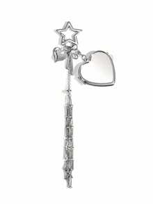 Stainless Steel Mesh Lipstick Holder, DIY Bag Charm, Silver Heart & Star Chain Pendant - Multicolor - View 13