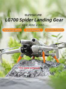 Mini 4 Pro 起落架 - Sunnylife LG700 Spider 可折叠 30mm 加高支腿支架 快速组装 升级保护滑橇 无人机配件（适用于崎岖地形/草地）