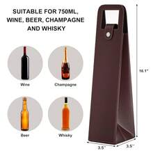 Leather Wine Gift Bag 16.1x3.5x3.5 In, Wines Gifts Tote Bag, Reusable Metal Clasp Gift Wine Bag, Portable Wines Protector For Parties, Birthdays, Weddings, Father'S Day And Various Holidays,S-RED-BK - S-RED-BK - 查看 3