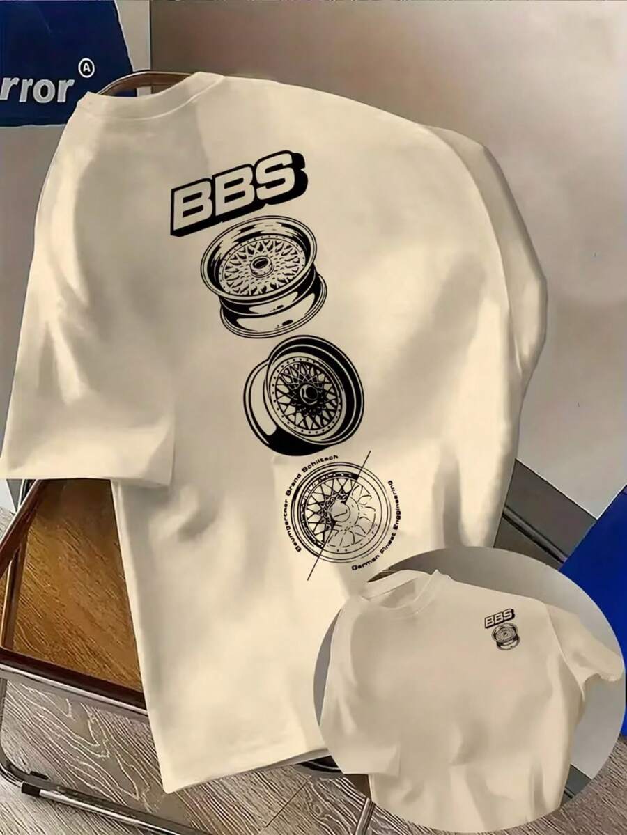 BBS Wheel Car JDM T-Shirt Unisex Men's Women's Blouse 100% Cotton Top Premium Streetwear New Release Immediate Shipping Various Colors!! - 米色 - 查看 1