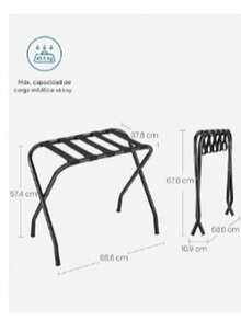 SONGMICS Juego de 2, Estante de Equipaje con Marco de Acero, Soporte para Maletas para la Habitación de Invitados, Plegable, Negro MRLR64B-2