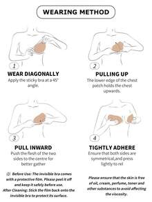 2/1pc Adhesive 3cm Thick Push Up Bra, Backless Strapless Invisible Bra, Reusable Bust Enhancer - Multicolor - View 10