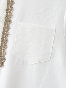 Young BoyCasual Traditional Long Sleeve Half-Open Collar Ruffle Pocket Robe Top, Slit Hem Design, Arabic Robe, Saudi Arabia, Kaftan, Islamic Clothing, Ramadan Dress Robe, Suitable For Party, Vacation, Christening, Anniversary, Ramadan, Wedding, All Seasons - White - View 6