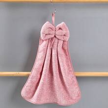 1pcs Bowknot Hand Towel, Coral Fleece Quick-Dry Hand Towel With Hanging Loop, Absorbent Soft Towel, Kitchen Cleaning Cloth, Bathroom Supplies, Tea Towel, Christmas Gift - 彩色 - 查看 13