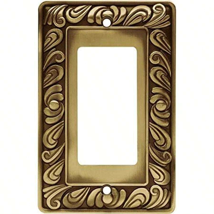 Franklin Brass 64047 Paisley - Placa de pared decorativa individual/placa de interruptor/cubierta, latón envejecido - Latón antiguo envejecido - Único - Ver 1