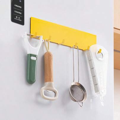 1pc Durable Metal Magnetic Holder - Strong Key Storage, Punch-Free Wall Mounted Rack For Utensils, Tableware, Rags, And More - Perfect For Cabinet, Hallway, And Office Organization,Yellow