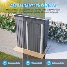 Gartenhaus Flachdach 152x84x182 Cm Geräteschuppen Mit Abschließbarer Eintür Ohne Fenster 1.27 M² Lagerraum Dunkelgrau - Grey - View 3