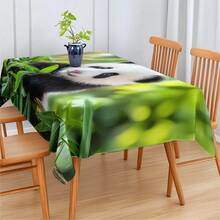 1 szt. Obrus z nadrukiem cyfrowym z motywem pandy i bambusa, prostokątna tkanina poliestrowa, odpowiedni do wystroju domu, kuchni, ogrodu, spotkań świątecznych, wesel, restauracji i dekoracji imprezowych - Wielokolorowe - Zobacz 7