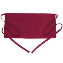 BOHARERS Waist Apron With 3 Pockets - Black Waitress Waiter Server Short Aprons - F-1PackRed - View 2