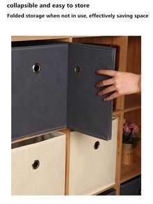 3pcs Foldable Fabric Storage Boxes With Handles, Collapsible Closet Organizer Bins For Clothes Storage, Sock Drawer Dividers, Bedroom Wardrobe Organization Solutions, Stackable Container Cubes For Household Items And Home Decor - Black - View 6