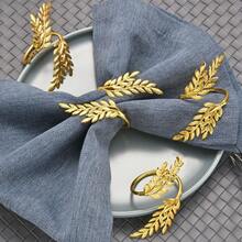 2-12pcs Metal Leaf Napkin Rings, Napkin Holders, Tabletop Decor, Suitable For Weddings, Christmas Parties, Banquets, Dinners - Multicolor - View 7