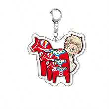 新力量 Hetalia 美丽的世界 亚克力钥匙扣 鹿角 亚瑟王 Yaolu APH 动漫钥匙扣 包包背包吊坠 儿童粉丝礼物 - 彩色 - 查看 9