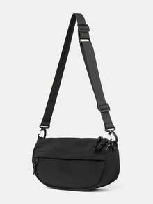 Túi đeo chéo nữ thời trang mới, đa năng, làm từ nylon, nhẹ, chống thấm nước, hình bánh bao, 3 lớp, nhỏ gọn, tiện dụng hàng ngày. Túi đựng điện thoại đeo chéo. - màu đen - Xem 3