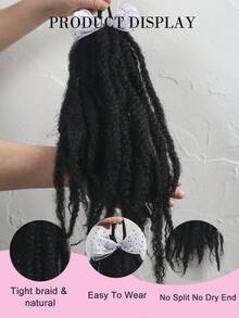 1pc Synthetic Black Hair With Yarn Bow For Kids Faux Braid Wigs Braiding Hair Afro Kinky Crochet Hair Extensions With Rubber Bands Heat Resistant - Natural Black - View 5