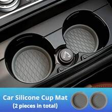 2 件/4 件车载硅胶杯架、防滑杯垫、凸起边缘防止溢出、通用圆形防滑垫