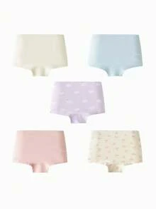 mini bala 5pcs Girls' Cotton Briefs, Breathable & Antibacterial, Soft & Skin-Friendly, No Rolling - Pink - View 2