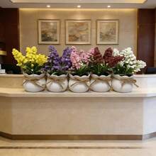 12cm Tall Faux Pearl Flower Bouquet In 5 Colors: Pink, Yellow, Purple, White, Wine Red. Suitable For Home, Office, Hotel, Display Window, Balcony Tabletop Decor. No Maintenance Required! - Pink - View 2