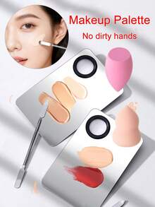 1/2/4pcs Set Circular Palette Makeup Spatula Kit, Stainless Steel Foundation Concealer Palette, Foundation Spatula, Non-Messy, Easy To Clean, Beauty Tools, Makeup Accessories, Cosmetic Tools, Vanity Accessories