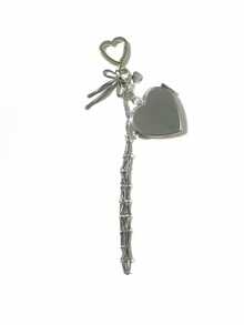 Stainless Steel Mesh Lipstick Holder, DIY Bag Charm, Silver Heart & Star Chain Pendant - Multicolor - View 12