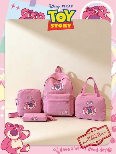  4-Piece Disney Print Backpack Set , Large-Capacity Student Backpack, Lightweight Schoolbag, Travel Storage Bag Perfect For Ladies/Students/Teens/Graduates, Ideal For Daily/Trip/School/Back-To-School!