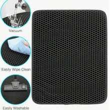 Dual-Layer Waterproof Cat Litter Mat, Washable Cat Litter Trapping Mat, Fits Small, Medium And Large Litter Boxes - Black - View 8