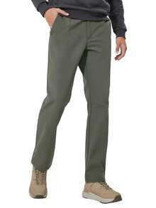 CAMEL CROWN Men's Soft Shell Fleece Lined Casual Sweatpants, Warm, Windproof, Waterproof, Anti-Static, Suitable For Autumn/Winter - Gray Card Green - View 6