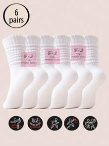 1/3/6 Pairs Unisex Winter Yoga Socks, Fashion Wide Cuff Design Full Sole Silicone Anti-Slip Shock Absorption, Suitable For Dance, Pilates, Yoga, Indoor Fitness, Back To School Gift Anti-Slip Socks - Multicolor - View 23