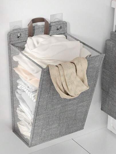 Eine wandmontierte Kleidungsaufbewahrungsbox, Schmutzwäsche-Aufbewahrungsbox, Haushalt faltbare Wäschekorb, geeignet für Badezimmer, Schlafzimmer, Wohnzimmer, Haushaltsorganisation, faltbar mit Griff, platzsparend multifunktionale strapazierfähige Aufbewahrungsbox für Schmutzwäsche