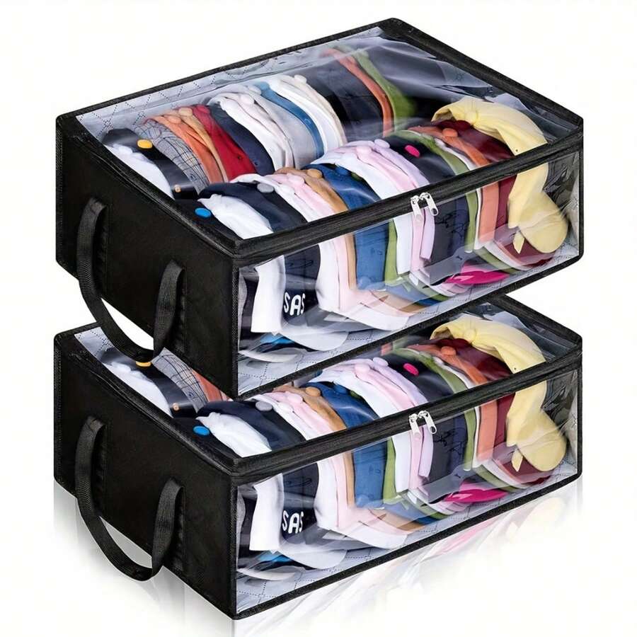 1/2pcs Hat Dust Cover Bag, Foldable Clothes/Hat Storage Bag, Organizer Box, Hanger Style Visible Storage Bag With Transparent Plastic Cover And Window, Used As Protective Storage Bag To Maintain Hat Shape And Cleanliness