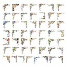 50张花卉贴纸套装，适用于笔记本电脑、手机、行李箱、吉他、笔记本、水瓶、滑板、办公用品、学习用品、生日、派对、圣诞节、万圣节礼物 - 彩色 - 查看 5