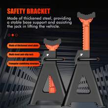2 Heavy-Duty Steel Axle Stands (Pair) - 3T / 6T Adjustable Axle Supports With Locking Pins & Rubber Pads - Automotive Lifting Tool - A - View 5