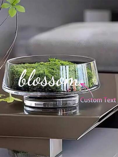1pc Customized Logo Transparent Large Glass Planter, Succulent Moss Micro Landscape Narcissus Hydroponics Vase, Floral Decor Accessory