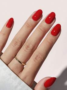 24 piezas Presiona el óvalo rojo Uñas postizas cortas de unicolor y diseño y uñas acrílicas falsas 1 lima de uñas y 1 kit de pegatinas de pegamento para uñas para regalo de niña, madre, mujer Juego de arte de uñas blanqueadoras con uñas postizas desmontables para festival, fiesta, cita y uso diario