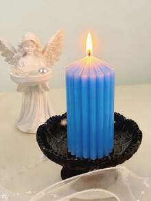 Large Coarse Gear Aromatherapy Candle Made With Soy Candles, Fragrant, Cylindrical Long Candles, Valentine's Day Home Decoration Candles, Multiple Wine Red Candle Sets, Party Candle Center Decoration, Christmas Slim Candles Suitable For Giving Gifts To Women, Close Friends, And Winter Gifts - Blue - View 4