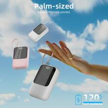 GAWFOLK 粉色 10000mAh 磁吸式无线充电宝，内置 3 根快充线及 LCD 显示屏 | 22.5W 便携式充电器，适用于 16/15/14/13 及安卓手机 | 时尚粉色，配有挂绳，是情人节礼物、旅行、徒步及日常通勤的完美之选 | 可靠的应急备用电源及便携式充电器（粉色充电宝），旅行必备好礼 - 彩色 - 查看 3
