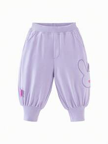 mini bala Infant & Toddler Unisex Soft Elastic Waist Jeans-Style Casual Pants, Spring - Hyacinth Purple - View 4