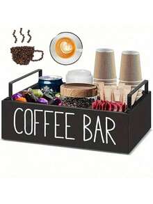 1pc Coffee Bar Accessories Storage Rack, Countertop Style, Tea And Coffee Storage, Wooden Coffee Bar Accessories, Suitable For Countertop And Farmhouse Style Storage Set, Can Perfectly Store Coffee Cups, Coffee Capsules, Sugar And More.