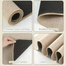 1 pieza Alfombra de lino con estampado de cactus para cocina, baño, entrada, alfombra rectangular impresa en 3D para sala de estar, dormitorio, pasillo, baño, lavandería - Alfombra de poliéster para decoración del hogar interior y exterior - Multicolor - Ver 9