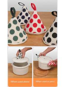 1pc Triangle Pot Lid Cover, Heat Resistant Pot Holder Glove, Microwave Oven Handle Trivet Mat, Thick Enameled Pot Heat Insulation Glove