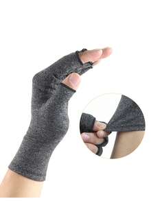 1 đôi găng tay phục hồi chức năng, găng tay hở ngón chống trượt thoáng khí, ống tay thể thao, thời trang cho mùa thu hè. - Xám - Xem 8