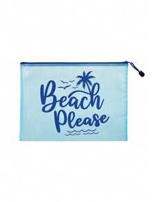 防水時尚沙灘包，印有「Beach Please」文字、棕櫚樹、海鳥和波浪圖案。大容量透明化妝包配尼龍拉鍊，輕便，春/夏收納，適合游泳、沙灘、潛水和夏季度假旅行，學生返校使用。輕便防曬收納包，適合送給朋友、家人、閨蜜、同學的禮物。生日、節日、派對、婚禮（伴娘）的完美禮物和紀念品，郵輪必備，夏季度假禮物 - 彩色 - 查看 15