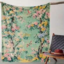 A Comfortable Bohemian Vintage Wildflower Blanket,Super Soft Flannel Printed  Blanket,As Birthday Gifts, Family, Wedding, Souvenir Blankets, Polyester Blankets Suitable For All Seasons, Washable, Machine Washable, Lightweight, Breathable, Comfortable, Warm, Unique, 280gsm For Him, Her Personalized Ideal Gifts For Her, Him, Family, Boyfriend, Girlfriend, Father, Family, Mother, Lover, Daughter, Son, Grandfather, Grandmother, Teacher,Doctor, Nurse,Friend, Classmate, Pet.Perfect Nap, Camping, Travel, Home, Daily Life, Office Decoration, Birthday, Anniversary, Valentine's Day, Thanksgiving, Graduation Season,Christmas, Halloween, Mother's Day, Father's Day, Wedding, New Year Gifts ,Sofa,Bed,Car,Bedroom,Living Room,Office,  Outdoor Camping, Beach,Wall Decoration - 多色20 - 查看 1